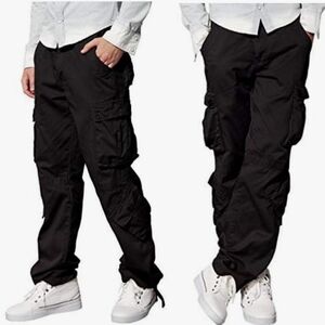 Matchstick Japanese Fashion Baggy Cargo Pants Black Mens M 30 Black Gothic Skate